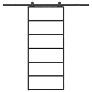 Vidaxl Klizna vrata s priborom 90 x 205 cm od ESG stakla i aluminija