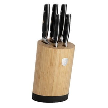 Berlingerhaus BAMBOO set noževa od 6 komada s držačem, mat crna kolekcija