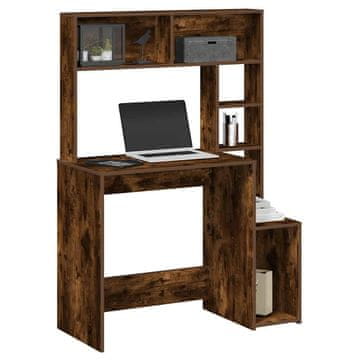 Vidaxl Radni stol s policama, ugljenisani hrast, 100x45x140 cm