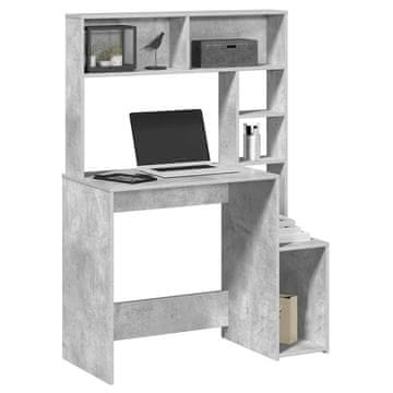 Vidaxl Radni stol s policama, betonsko-sivi, 100x45x140 cm