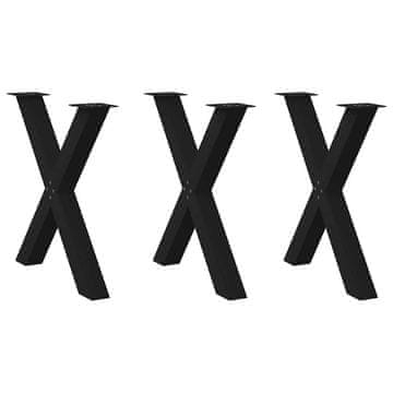 Vidaxl Noge za blagovaonski stol u obliku slova X, 3 kom, crne, 70 x (72-73) cm, čelik