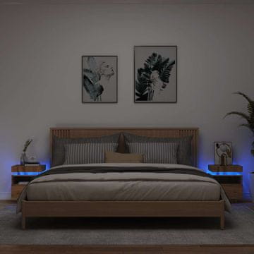 Vidaxl Noćni ormarići s LED rasvjetom, set od 2, Artisan hrast, 40x39x48,5 cm