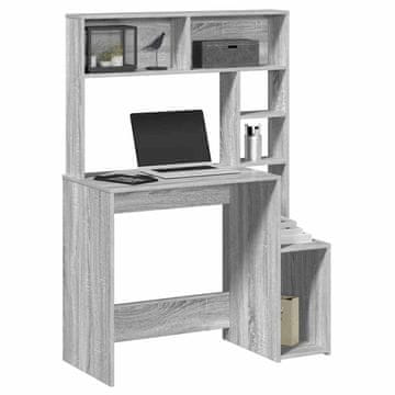 Vidaxl Radni stol s policama, sivi hrast sonoma, 100x45x140 cm
