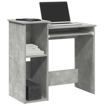 Vidaxl Radni stol s policama, betonsko-sivi, 84x40x78 cm