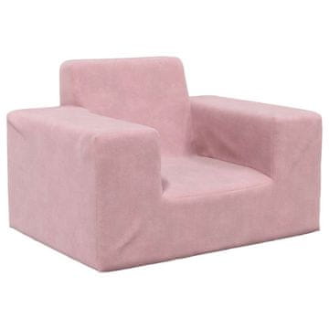 Vidaxl Dječja sofa, roza, mekani pliš