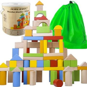 slomart Drvene građevinske kocke KRUZZEL 22666 (100 kom.)