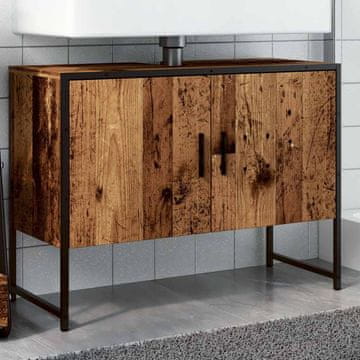 Vidaxl Kupaonski ormarić za umivaonik, antikno drvo, 80x33x60 cm
