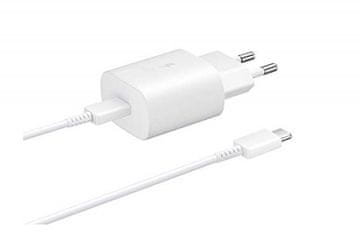 Samsung HIŠNI POLNILEC EP-TA800XWE Super Fast Charge (Type C) i podatkovni kabel EP-DA705BWE (Type C - Type C) - bel