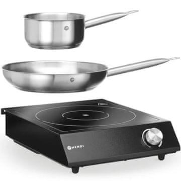 Hendi Set za kuhanje, prijenosni indukcijski štednjak, lonac, tava, 3500 W