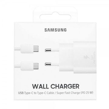 Samsung KUĆNI PUNJAČ EP-TA800XWE Super Fast Charge (Type C) i podatkovni kabel EP-DA705BWE (Type C - Type C) - bijel
