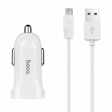 Hoco Avtopunjač Z2A 2,4 A s kablom 1m MicroUSB - bijel