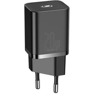 BASEUS Adapter hišni punjač 220V Super-SI Quick Charge 20W ulaz Type C - Original (EU Blister) crni