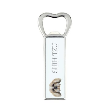Shih Tzu, Shi tsu, Shi-Tzu, Szi-cu, Szitzu - otvarač za boce s fotografijom i natpisom za pivo