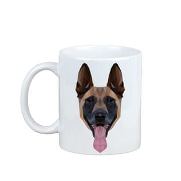 Malinois belgijski ovčar - šalica s fotografijom i natpisom geometrijski pas