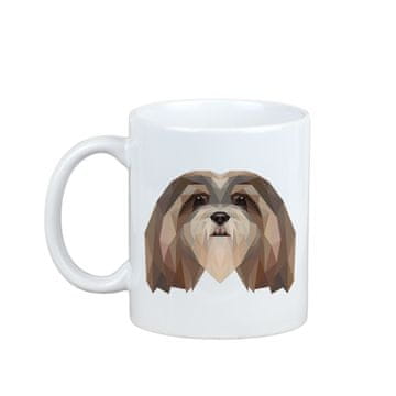 Lhasa Apso - šalica s fotografijom i natpisom geometrijski pas