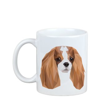 Cavalier King Charles španijel - šalica s fotografijom i natpisom geometrijski pas
