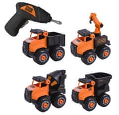 Black+Decker SET OD 4 VOZILA ZA RASTAVLJANJE+BATERIJSKI ODVIJAČ STT014-S4-BD