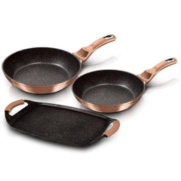 Berlingerhaus Set od 3 tave s mramornim premazom Rosegold Metallic Line