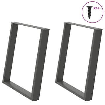 Vidaxl Noge za blagovaonski stol U-oblik 2 kom antracit 70 x (72-73) cm čelik