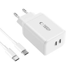 Tech-protect NC45W GaN punjač 2x USB-C 45W + kabel USB-C, bijela