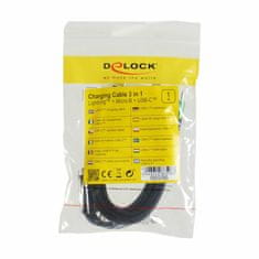 Delock kabel USB TipC 3u1 Lightning/TipC/Micro 1m 86596