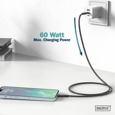 Digitus USB C-C kabel 0,5 m 60 W crni silikonski AK-300341-005-S