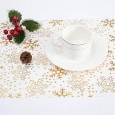 Netscroll Elegantni zlatni namizni tekač 300 x 28 cm, sjajna folija na mrežastoj teksturi, za božić, vjenčanja i svečane prilike, božićni dekor za stol, SnowFlake.