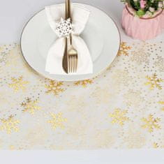 Netscroll Elegantni zlatni namizni tekač 300 x 28 cm, sjajna folija na mrežastoj teksturi, za božić, vjenčanja i svečane prilike, božićni dekor za stol, SnowFlake.