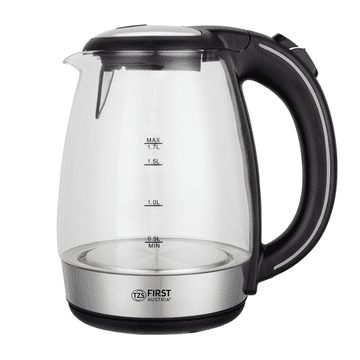 First Austria Prvi grijač vode 1,7L, 2200W, staklo, crna ručka