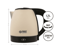 First Austria Bojler FIRST 1.2L, 2200W, nehrđajući čelik; krema