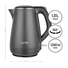 First Austria Bojler FIRST 1L, 1200W, sivo-crni