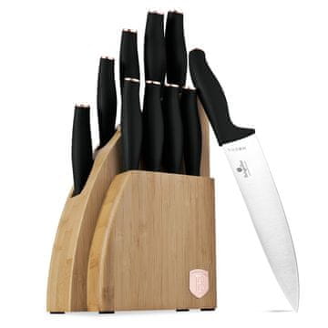 Berlingerhaus Set noževa s držačem BAMBOO 10 komada Crna ružičasta kolekcija