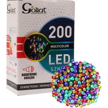 Raznobojne lampice za bor 200 LED s dodatnom vanjskom utičnicom IP44, napajanje iz mreže, 995 cm