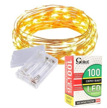 Bijeli božićni vijenac sa 100 LED lampica u obliku suze, na baterije, štedi energiju, na žici za oblikovanje