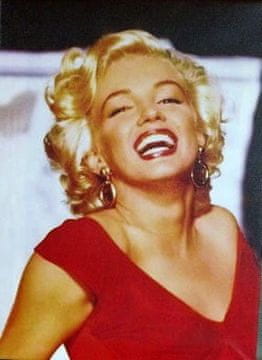 Slika Marilyn Monroe u crvenoj haljini, platno 35cm x 25cm