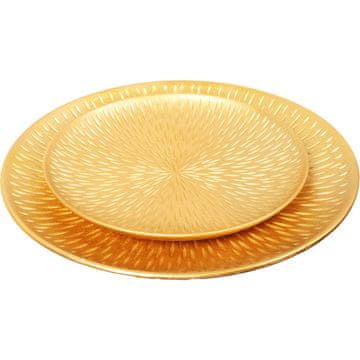 Set od 2 okrugla drvena pladnja zlatne boje, promjera 40 cm i 30 cm
