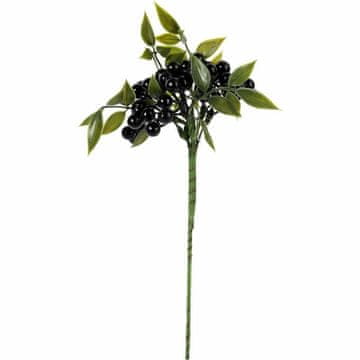Grančica s bobicama, crne kuglice, 34 cm