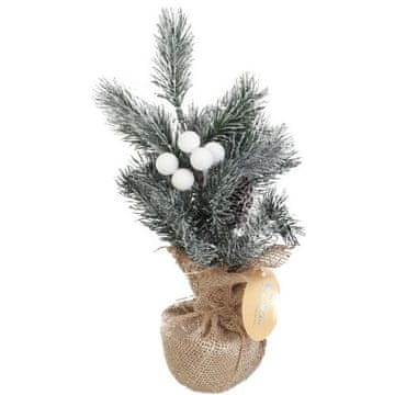 Okićena božićna jelka u juti s dekoracijom 28 cm