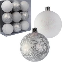 Set od 9 smrznutih plastičnih kuglica sa šljokicama, puderasto ružičasta boja, 6 cm