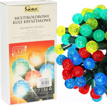 Lampki choinkowe LED kristalne kugle višebojne 50 komada – svjetlosna dekoracija za vanjsku upotrebu