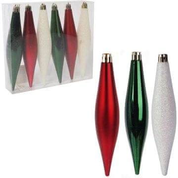 Set od 6 elegantnih plastičnih bombona-sopli 15 cm za božićnu dekoraciju