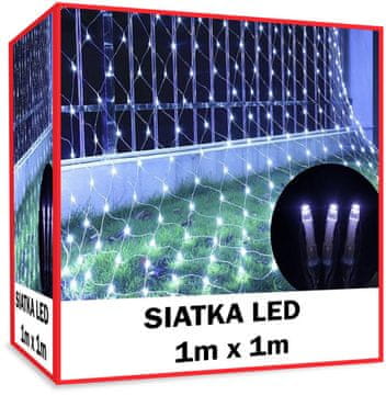Led svjetlosna zavjesa 1x1m za vanjsku dekoraciju, hladno bijelo svjetlo, otporna na vremenske uvjete, 64 LED dioda, zeleni kabel
