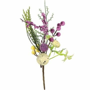 Pik s jajkom, uskrsna grančica 26 cm, ljubičasta i kremasta