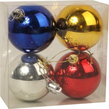 Set četiri plastične kugle u bojama - plava, crvena, zlatna, srebrna, 6 cm