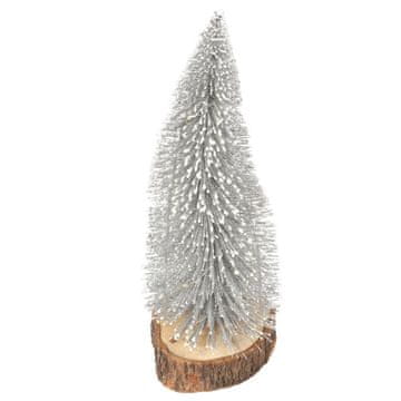 Božićno drvce s LED osvjetljenjem na drvenom panju, na baterije, 30 cm