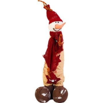 Stojeći snjegović od prirodnih materijala, crvene boje, 40 cm