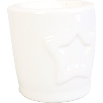 Bijeli keramički svijećnjak za tealight sa zvjezdicom