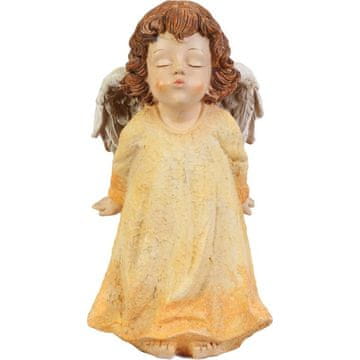 Figurina anđela čuvara u krem haljini - dekoracija za dom i nadgrobni spomenik 21 cm
