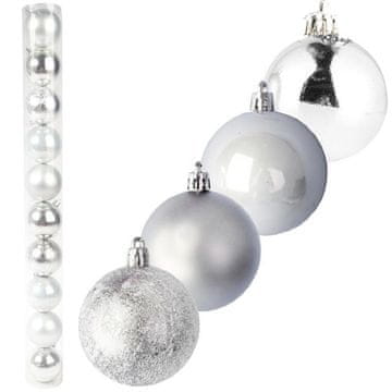 Set od 10 plastičnih kuglica od 6 cm, srebrne