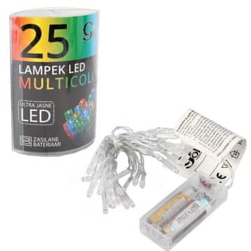 Božićne LED lampice u više boja na baterije - 25 komada, za unutarnju upotrebu